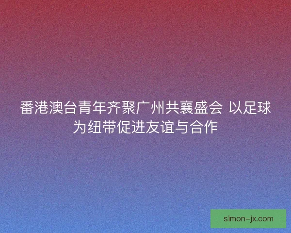 番港澳台青年齐聚广州共襄盛会 以足球为纽带促进友谊与合作