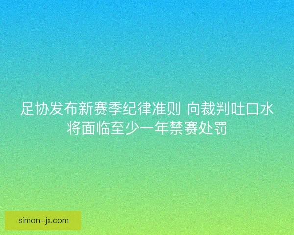 足协发布新赛季纪律准则 向裁判吐口水将面临至少一年禁赛处罚